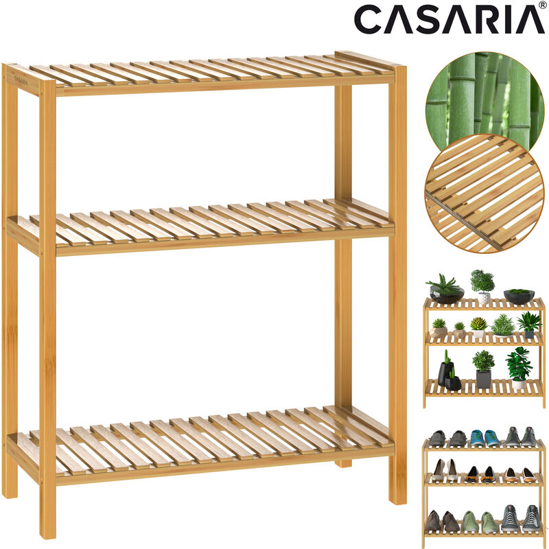 foto del prodotto casaria scaffale scarpiera in bamb 3 ripiani 66x58x26cm mobile bagno in legno scarpe salvaspazio