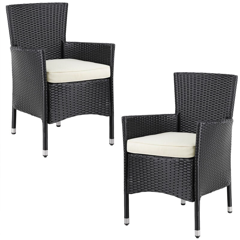 foto del prodotto casaria set da 2 sedie in polyrattan giardino impilabili con cuscini da balcone nero