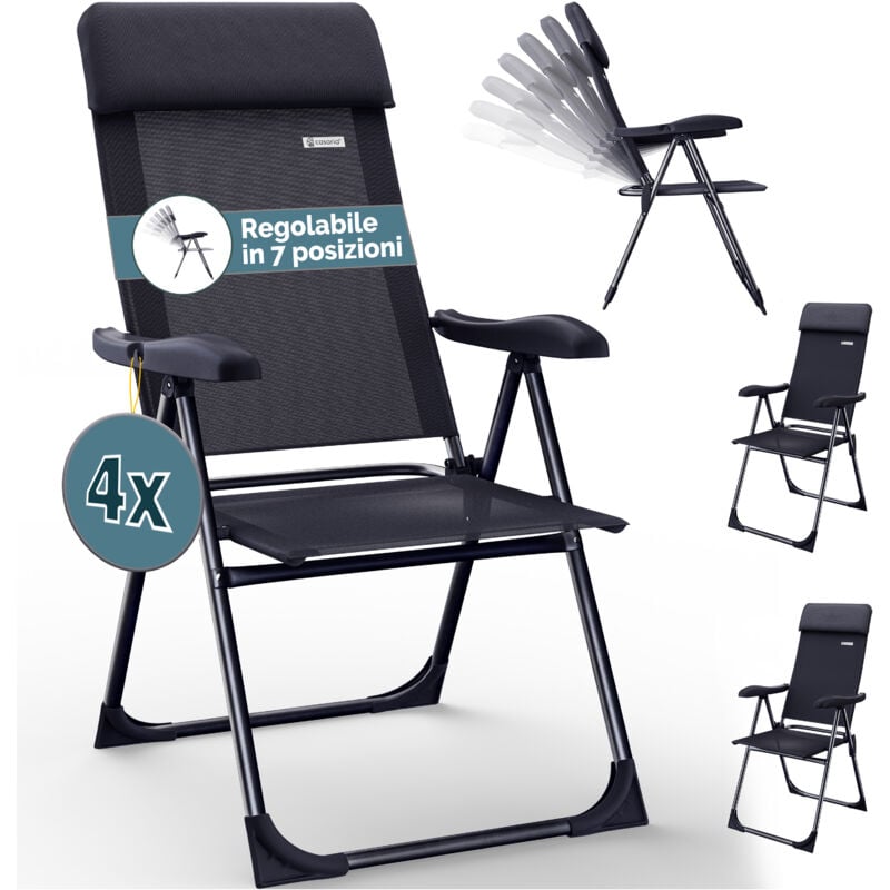 foto del prodotto casaria - set di 2 sedie da giardino pieghevoli regolabili 7 posizioni in alluminio con schienale alto funzione reclinabile sedia da campeggio