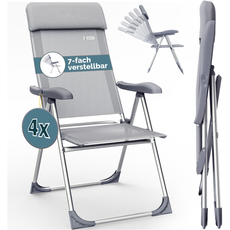 foto del prodotto casaria set di 2 sedie da giardino pieghevoli regolabili 7 posizioni in alluminio con schienale alto funzione reclinabile sedia da campeggio