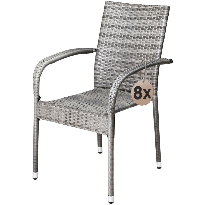 foto del prodotto casaria - set di 8 sedie da giardino in polyrattan, impilabili, regolabili in altezza e con portata di 160 kg, con braccioli, per il balcone e la