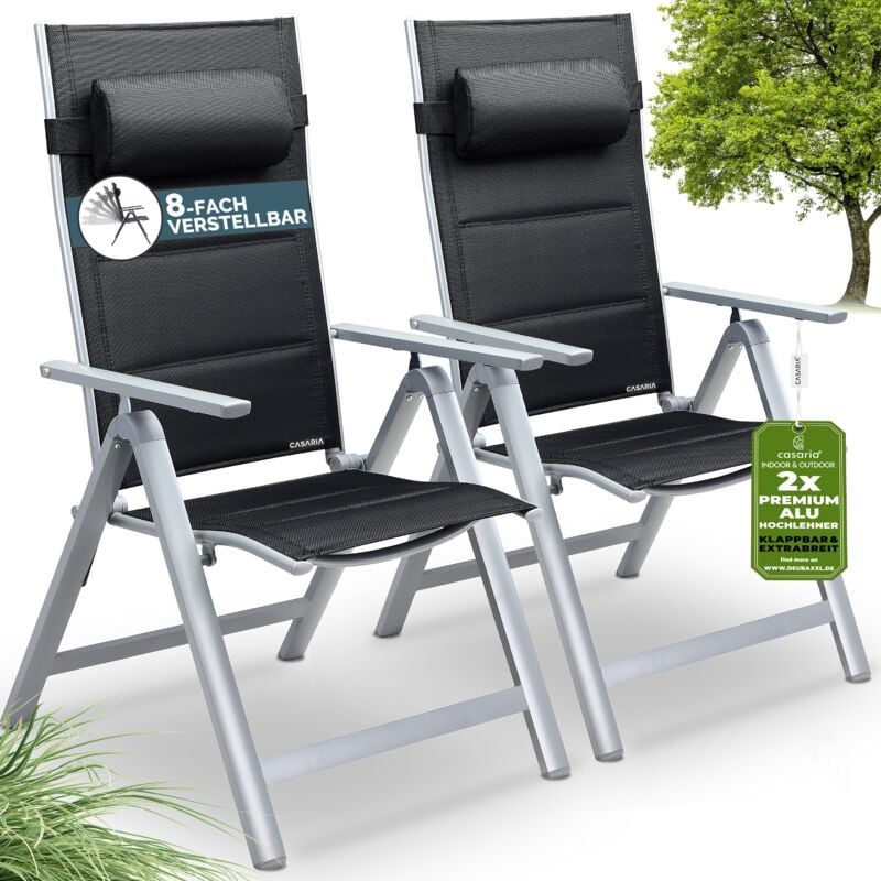 foto del prodotto casaria - set di sedie da giardino pieghevoli imbottite in alluminio regolabili 8 posizioni 120 kg resistenti balcone campeggio sedia pieghevole con