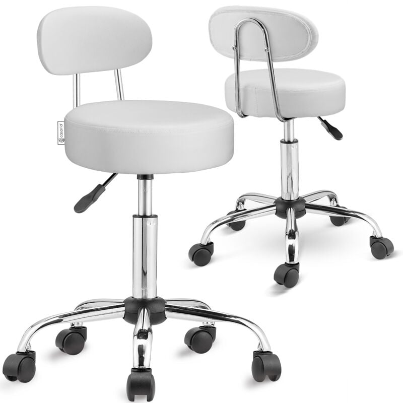 foto del prodotto casaria sgabello con rotelle con schienale girevole 360 regolabile in altezza 10 cm imbottitura sedia ufficio lavoro cucina 2er set wei de 