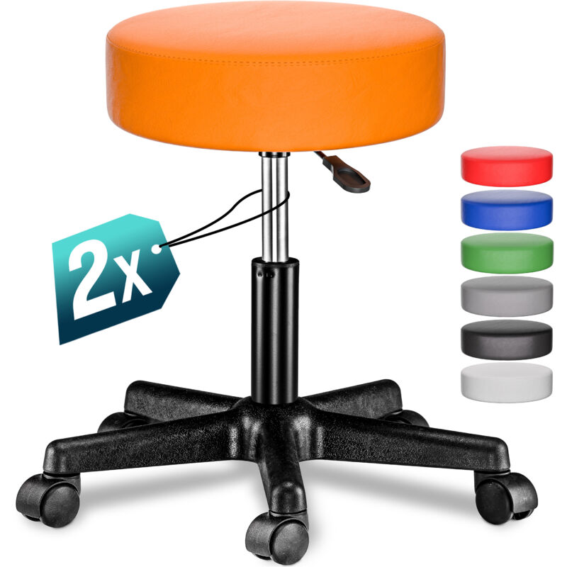 foto del prodotto casaria sgabello girevole 56 x 56 altezza regolabile 46 - 61 cm cm similpelle sedia girevole 360 imbottitura della seduta 10 cm set 2 pz arancione