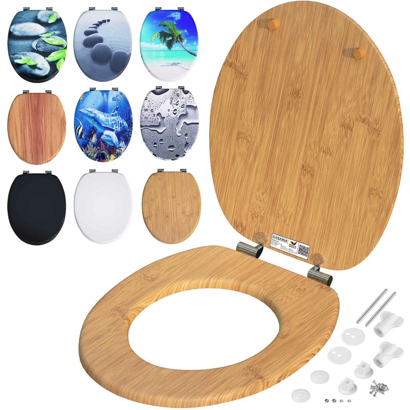 foto del prodotto casaria tavoletta wc con chiusura ammortizzata mdf cerniere in metallo antiruggine bamboo en 