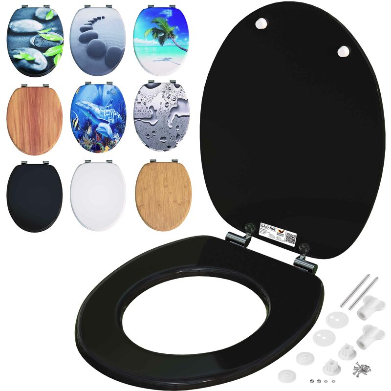 foto del prodotto casaria tavoletta wc con chiusura ammortizzata mdf cerniere in metallo antiruggine schwarz de 