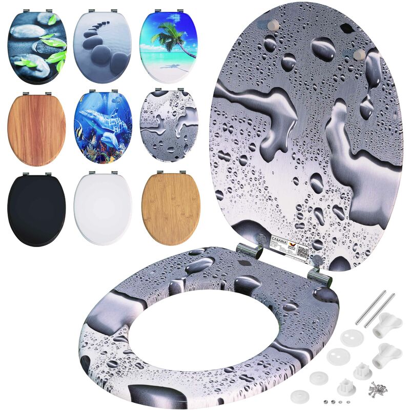 foto del prodotto casaria tavoletta wc con chiusura ammortizzata mdf cerniere in metallo antiruggine wassertropfen de 
