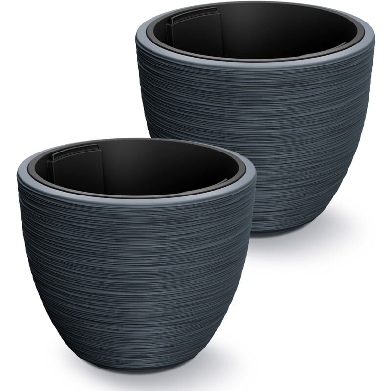 foto del prodotto casaria® vaso da fiori 30l 40x32cm vaso con scanalature con inserto in plastica fioriera da giardino resistente vasi 2er set anthrazit (de)