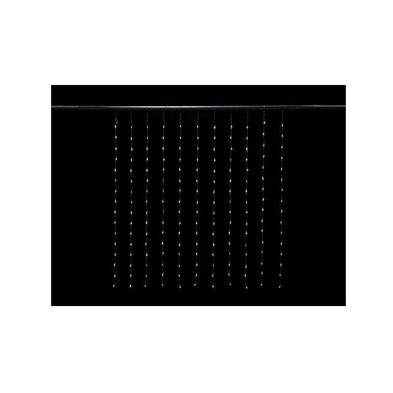 foto del prodotto cascade light led 1,5 x 1,7 m 176 lampade bianco caldo filo trasparente modulatore 24 v