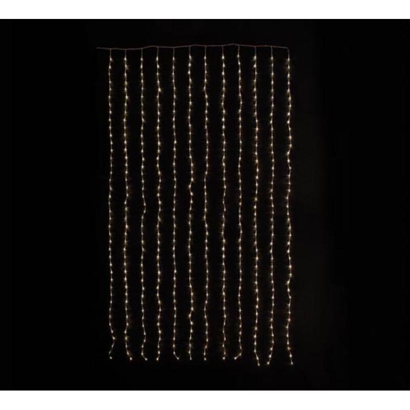 foto del prodotto cascade light led 1,5 x 2,5 m 286 lampade bianco caldo filo trasparente modulatore 24 v