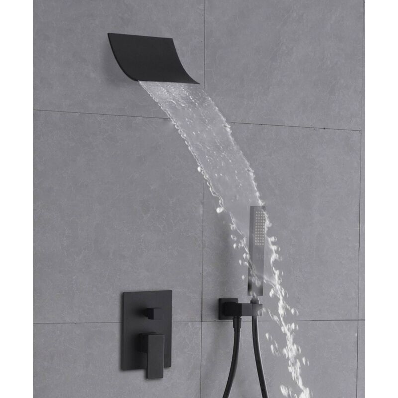 foto del prodotto cascade pomme de douche et syst me de douche main noir solide