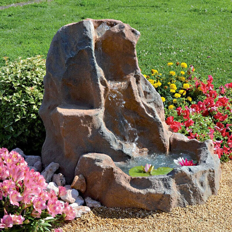 foto del prodotto cascata artificiale roccia da giardino 90x68x83 cm in vetroresina con pompa
