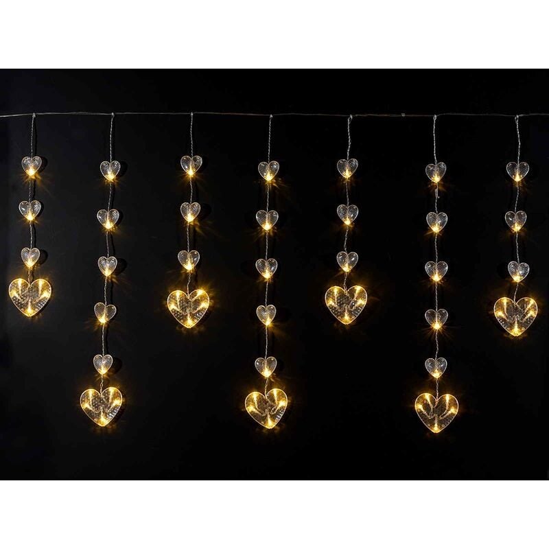 foto del prodotto cascata di cuori di natale luminosa lunghezza 2 mt uso interno ed esterno