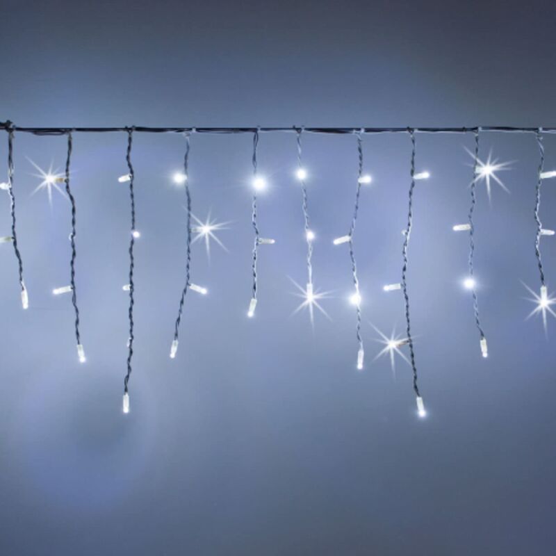 foto del prodotto cascata di stalattiti tenda a pioggia 3x0,5 mt con 114 luci di natale a maxi led bianco freddo con flash bianco ghiaccio ip65 professionale per