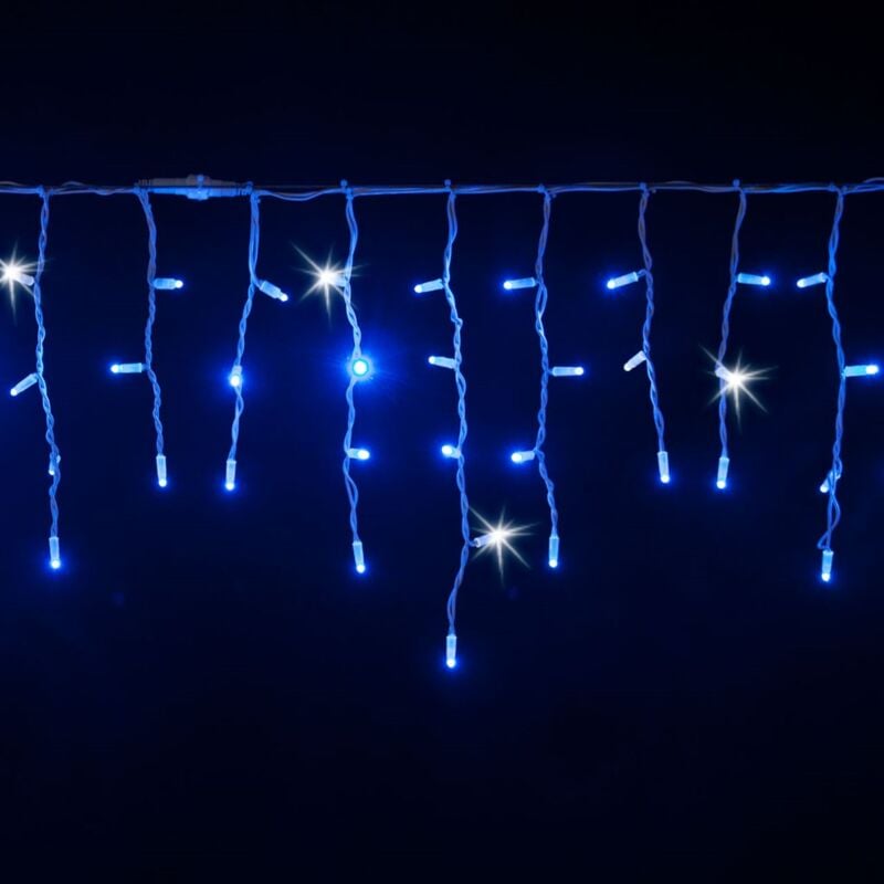 foto del prodotto cascata luce fredda blu e bianco con maxi led per interno ed esterno decorazione natalizia 300x h 90 cm