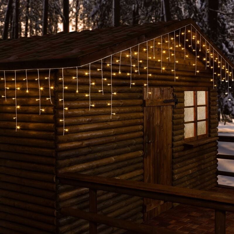 foto del prodotto cascata luminosa per esterno stalattite a led, decorazioni di natale in movimento h 60 cm 255 led 10,8 metri luce calda
