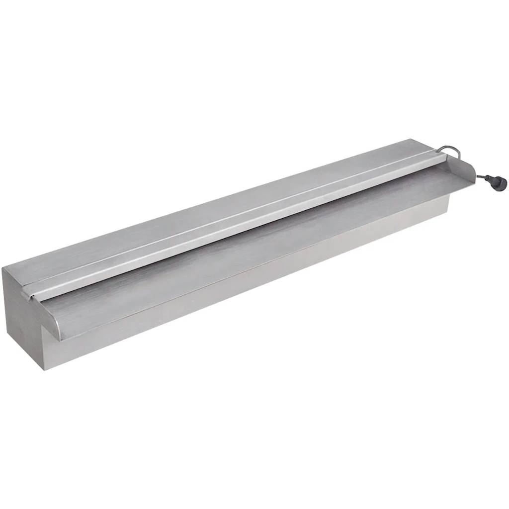 foto del prodotto cascata per laghetto rettangolare con led in acciaio inox 60 cm cod mxl 74022