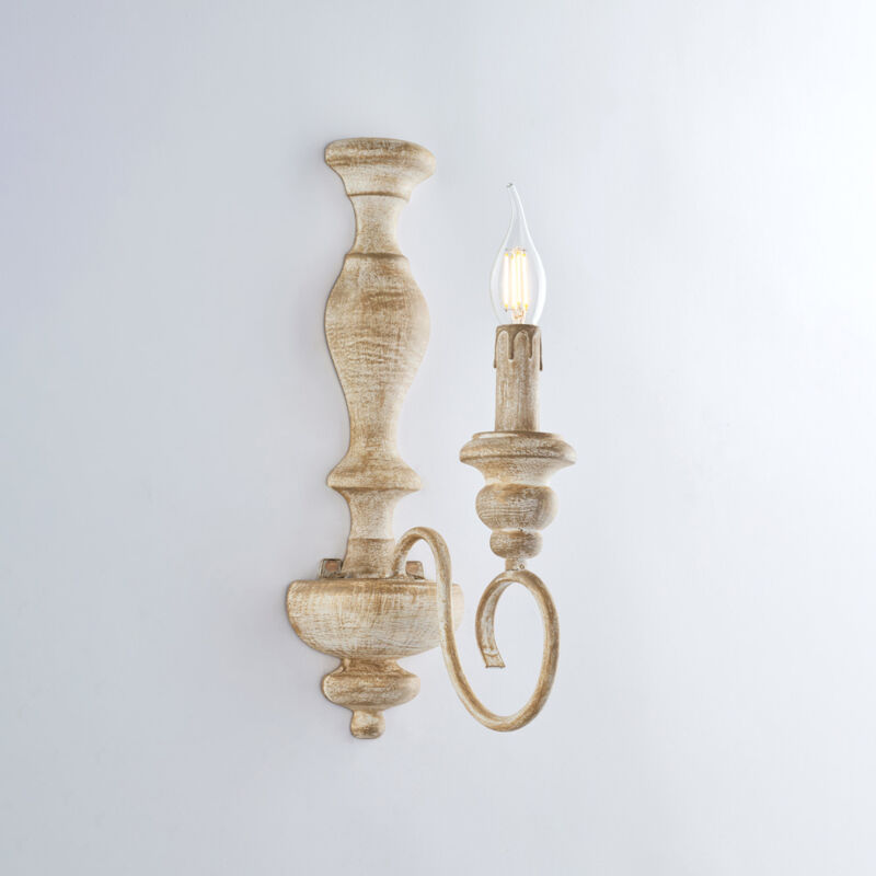 foto del prodotto cascina applique in legno e ferro bianco e tortora 1 luce .13 p.21 bl265 ap1 bt