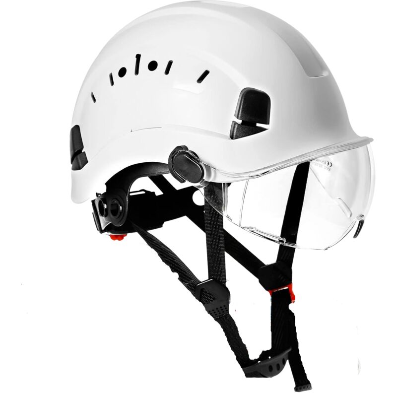 foto del prodotto casco da costruzione antisfondamento con occhiali, casco protettivo da costruzione in abs per cantieri e fabbriche, ecc.