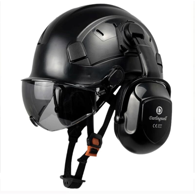 foto del prodotto casco di protezione con visiera e cuffie antirumore, casco da arboricoltore forestale, potatura alberi da giardino, disboscamento, casco di