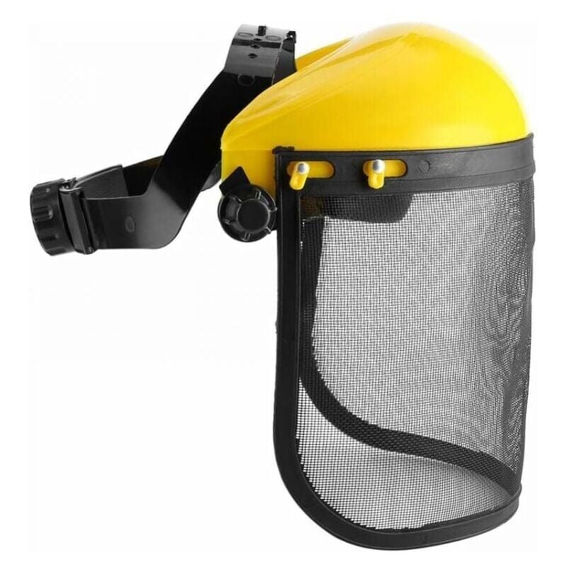 foto del prodotto casco di sicurezza con visiera a rete completa per lavori di sgombero e disboscamento, protezione forestale e agricola.