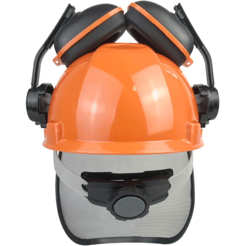 foto del prodotto casco di sicurezza forestale industriale sistema di protezione dell udito e del viso casco forestale professionale certificato ce con visiera,