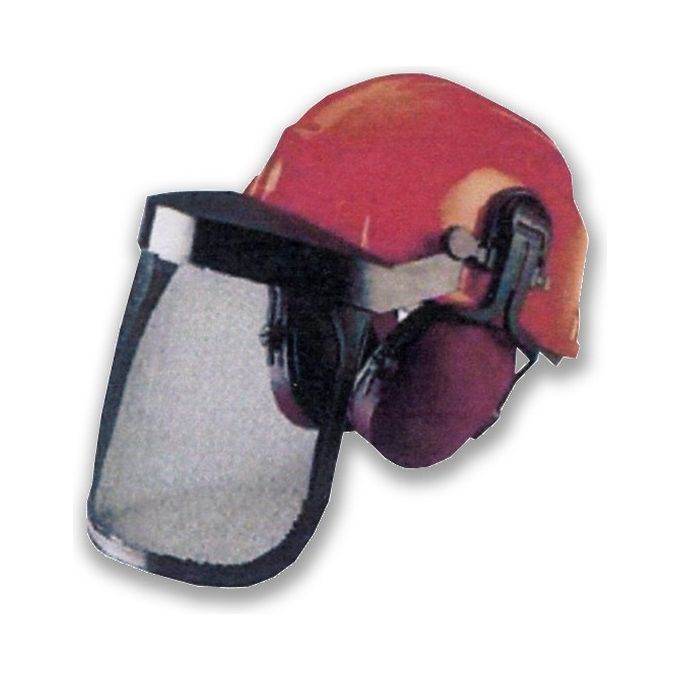 foto del prodotto casco elmetto forestale protettivo con visiera e cuffie per decespugliatore