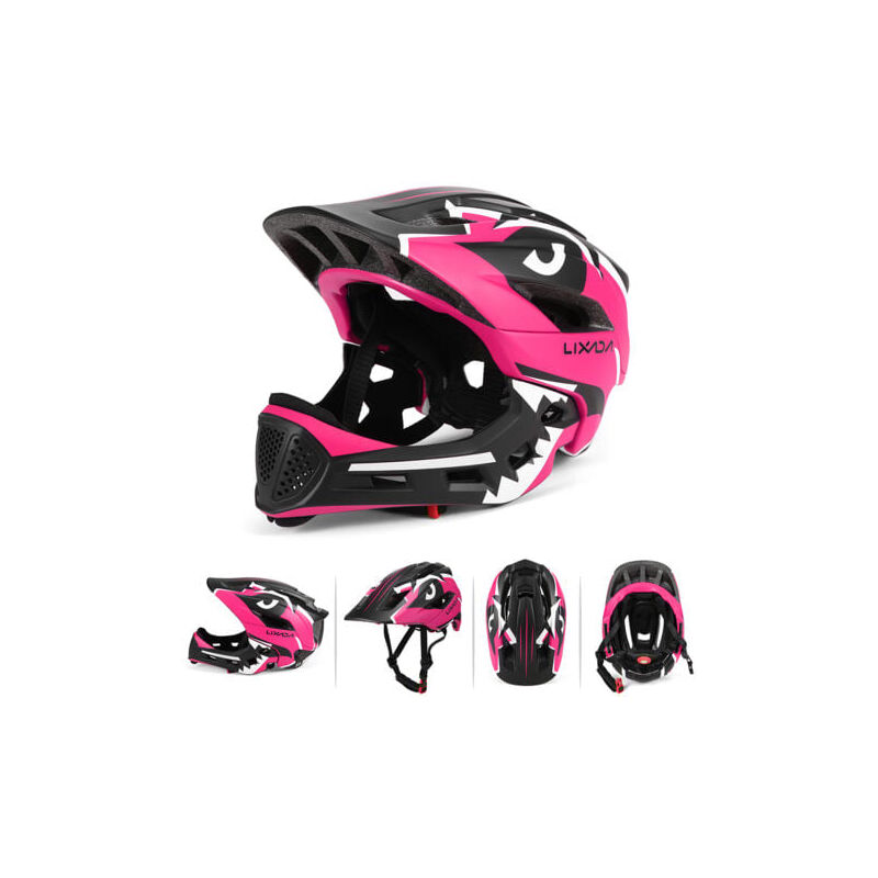 foto del prodotto casco integrale aiperq staccabile per bambini rosa rosso bici, pattinaggio, pattinaggio a rotelle