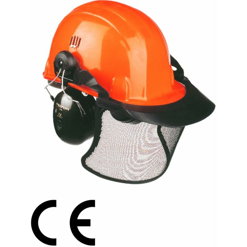 foto del prodotto casco protettivo con cuffia e visiera conforme alle norme en 397 en1731 en 352 2