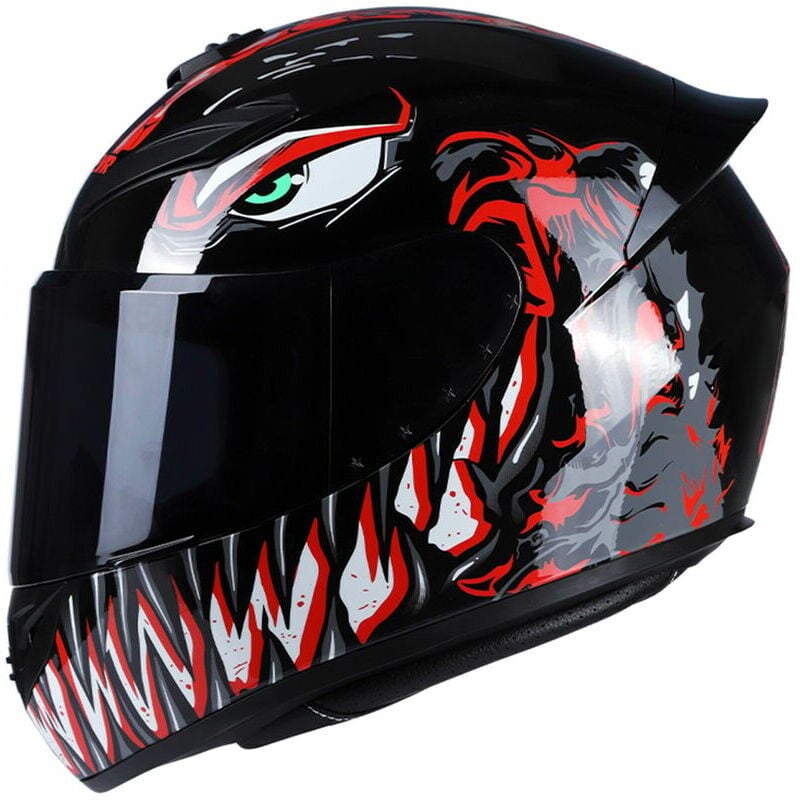 foto del prodotto casco ulisem della serie venom, con design dei denti nero e rosso, taglia m, ideale per la protezione durante le tue attivit .