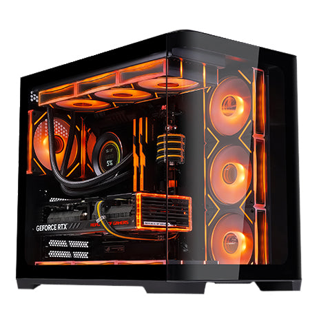 foto del prodotto case dark cave curved - gaming tower- atx- 4x12cm argb fan- 2xusb3- type-c- curved temp glass side front panel