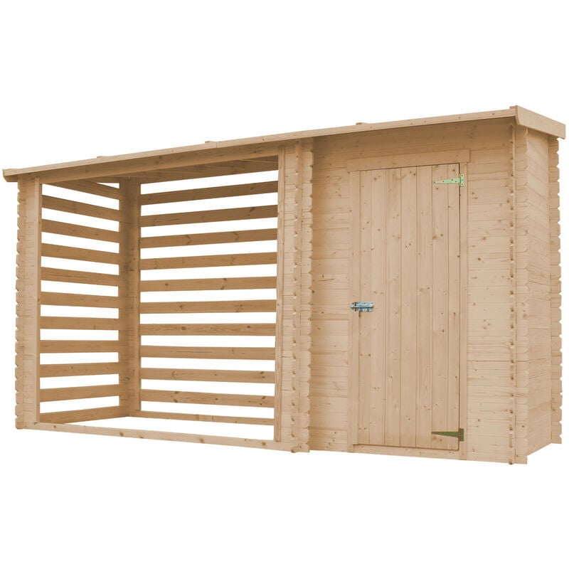 foto del prodotto caseta de jard n con le ero de madera esterne 348 x 146 x h199 cm casita de madera 1,1 m2 le ero 3,8 m3 le ero exterior con caseta de jard n