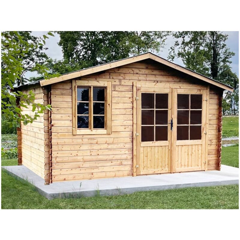 foto del prodotto casetta 40 mm in legno 4x4 giardino rimessa attrezzi blockhouse box ripostiglio