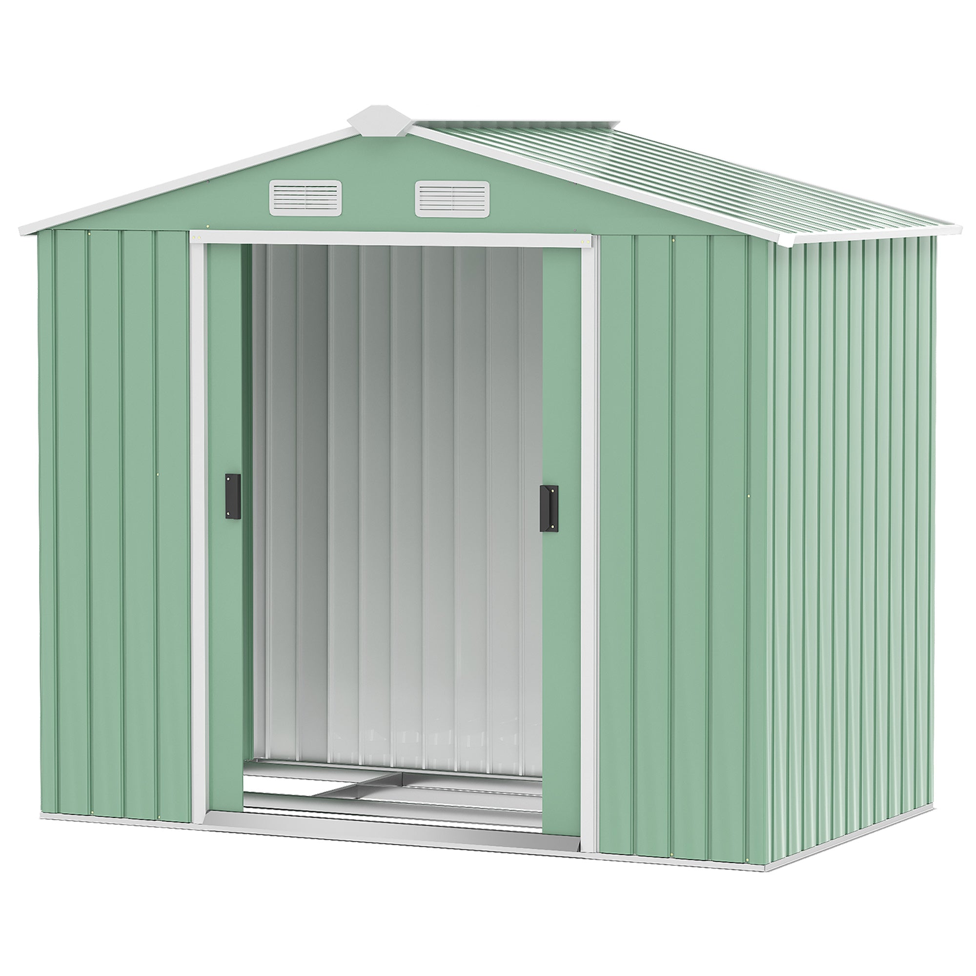 foto del prodotto casetta box da giardino 213x130x185 cm con porte scorrevoli in acciaio verde