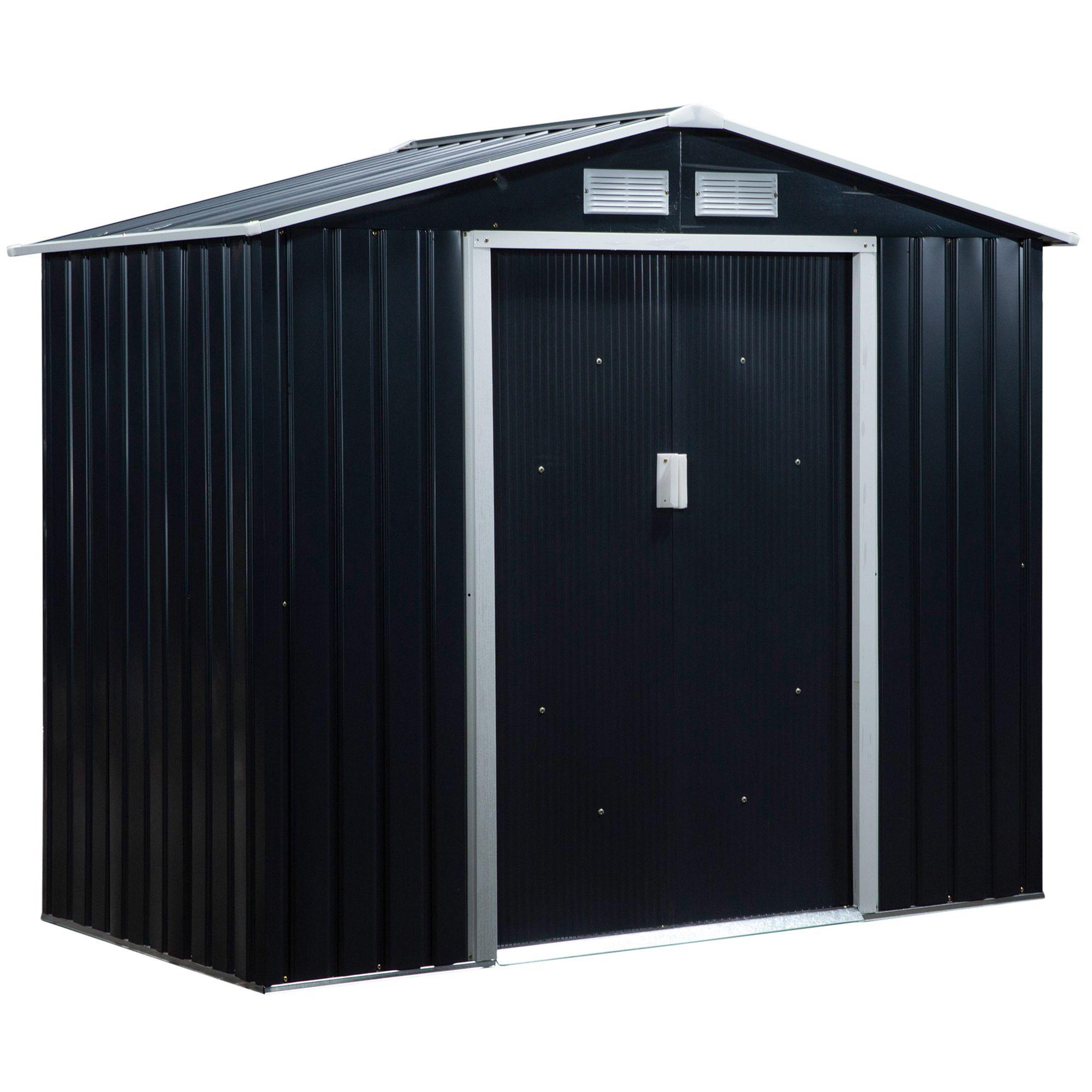 foto del prodotto casetta box da giardino 213x130x185 cm in acciaio e pp grigio scuro