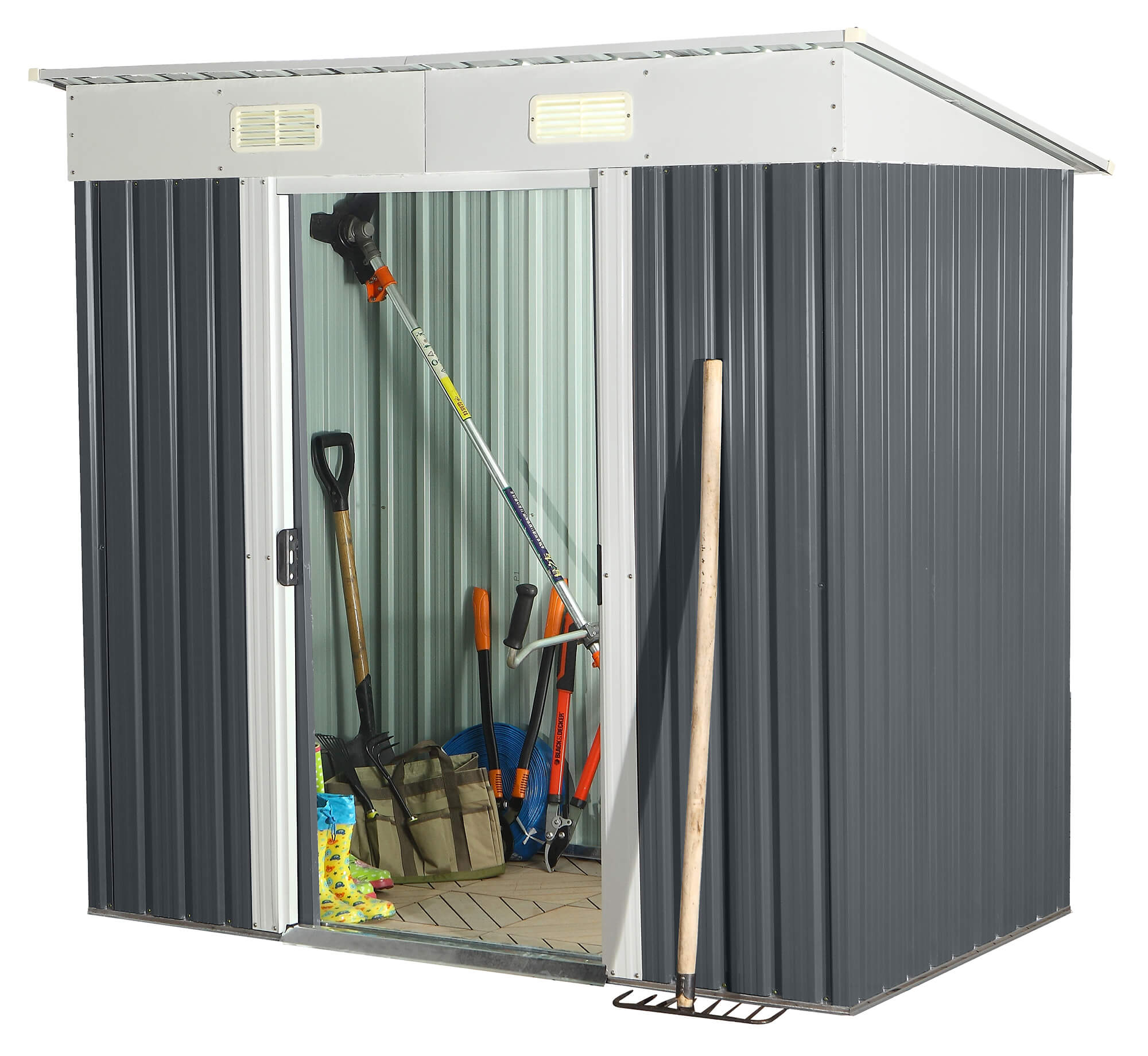 foto del prodotto casetta box da giardino in lamiera di acciaio 180x121x195 cm antracite