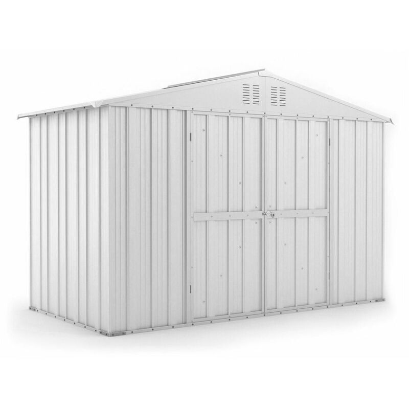 foto del prodotto casetta box da giardino in lamiera di acciaio porta utensili 327x155x217 cm enaudi bianco