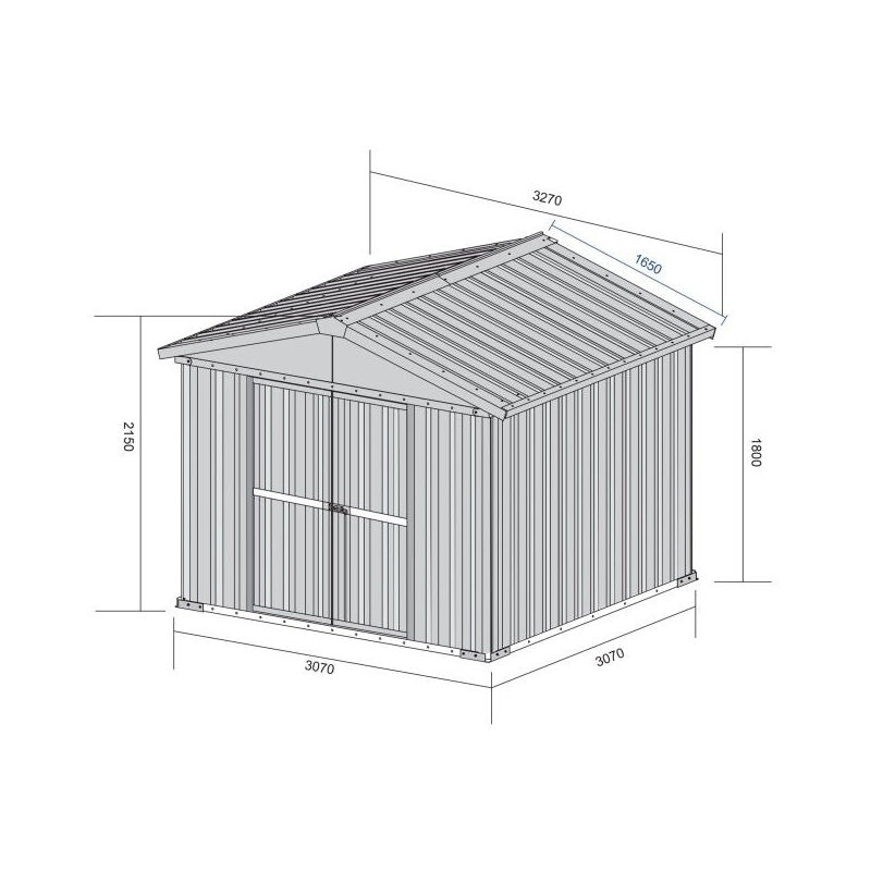 foto del prodotto casetta box da giardino in lamiera di acciaio porta utensili 327x307x217 cm enaudi legno