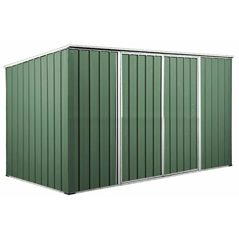 foto del prodotto casetta box da giardino in lamiera di acciaio porta utensili 345x186x192 cm enaudi verde