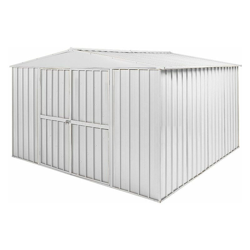 foto del prodotto casetta box da giardino in lamiera di acciaio porta utensili 360x345x212 cm enaudi bianca