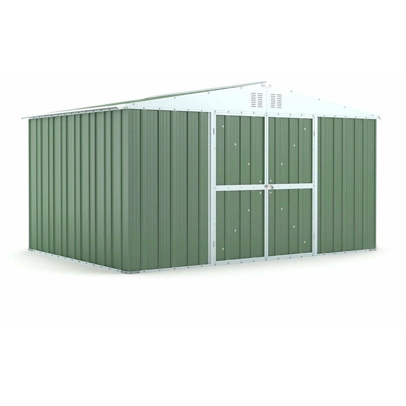 foto del prodotto casetta box da giardino in lamiera di acciaio porta utensili 403x269x217 cm enaudi verde