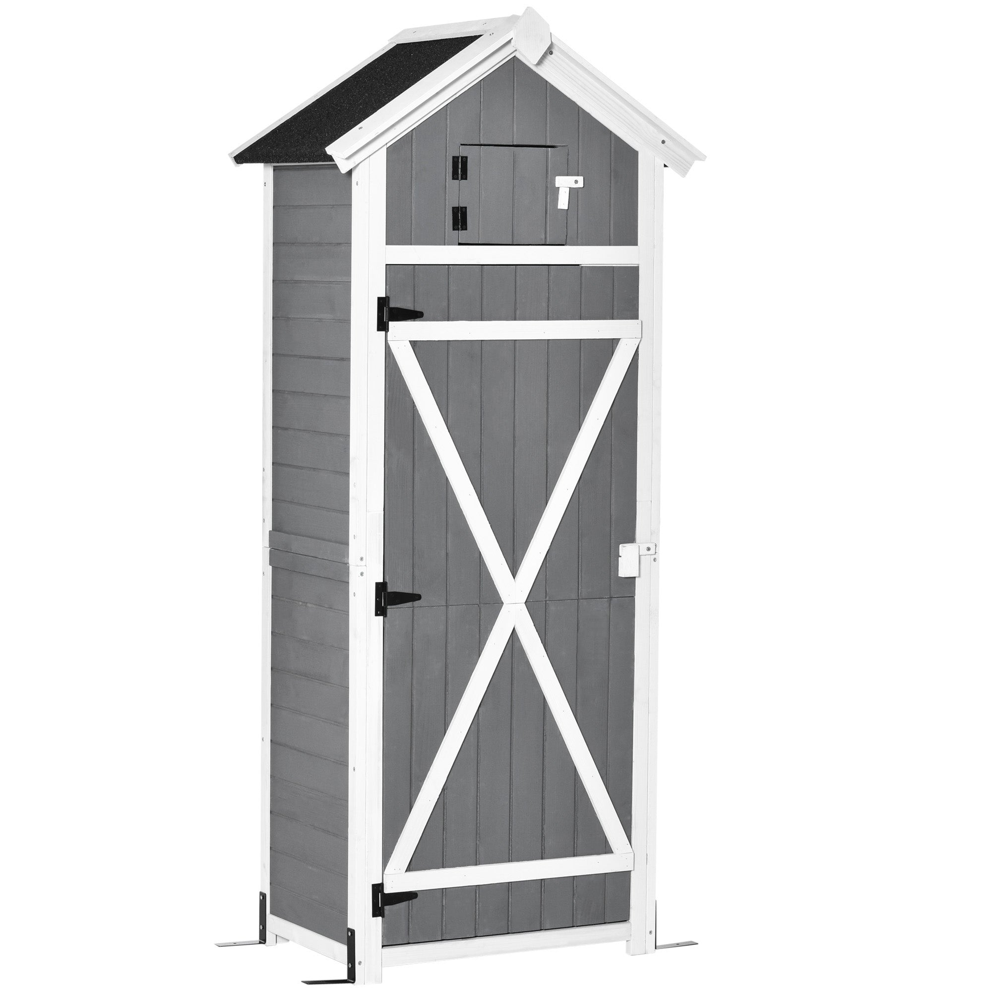 foto del prodotto casetta box da giardino porta attrezzi 78x52,5x182 cm con ripiano rimovibile e tavolo da lavoro in abete grigia