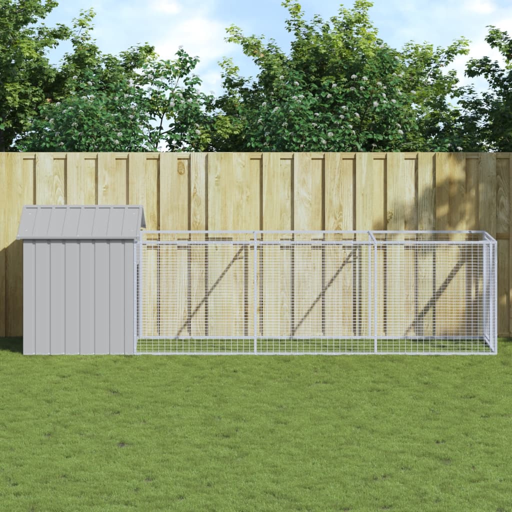 foto del prodotto casetta cani tetto grigio chiaro 117x405x123 cm acciaio zincatocod mxl 117720