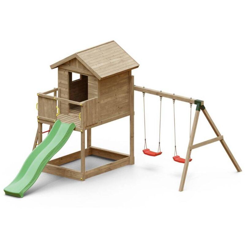 foto del prodotto casetta con scivolo fungoo galaxy s giochi da giardino in legno