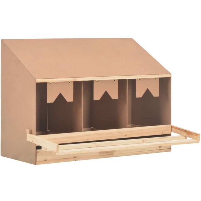 foto del prodotto casetta cova per galline 3 scomparti 93x40x65 cm legno di pino vidaxl