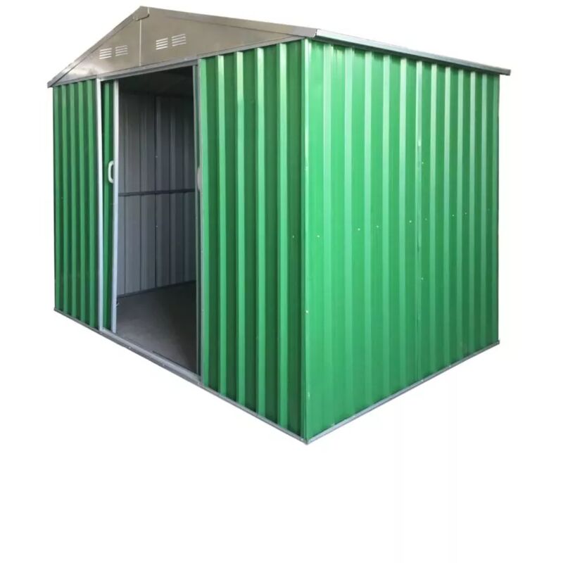 foto del prodotto casetta da esterno in lamiera zincata domus m verde con porte scorrevoli 187x173x194 cm
