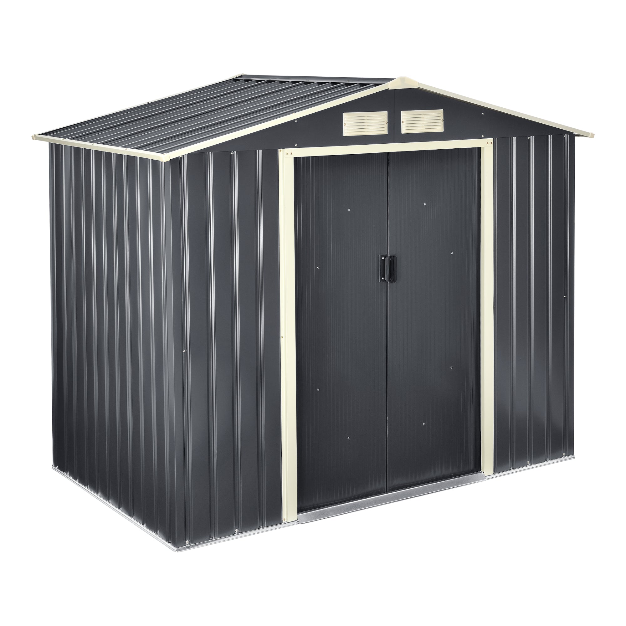 foto del prodotto casetta da giardino 213 x 127 x 185 cm tetto a due falde in lamiera di acciaio zincato grigio scuro 03 0007172