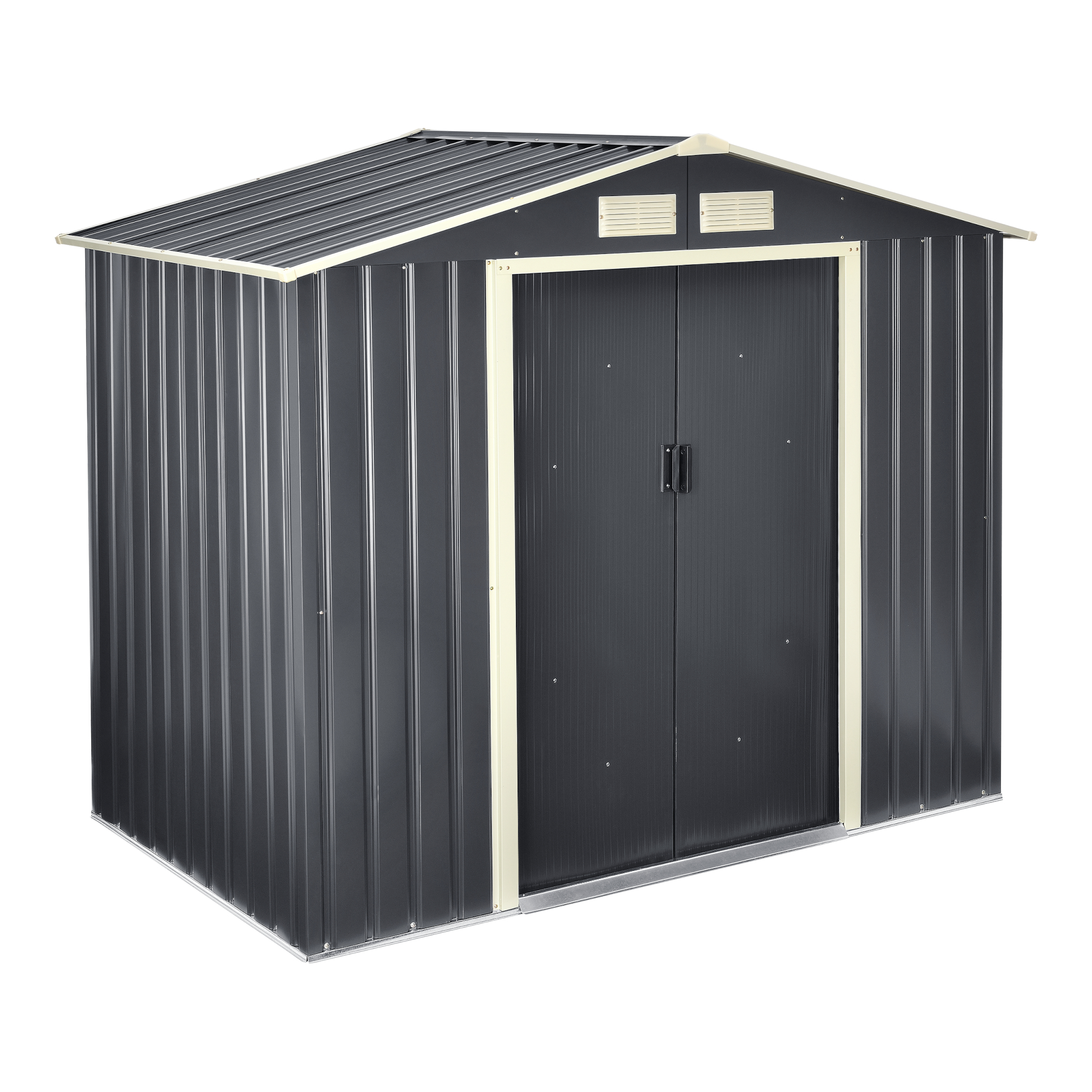 foto del prodotto casetta da giardino 213x127x185 cm box organizzatore deposito stoccaggio in lamiera zincata con cornice di base in