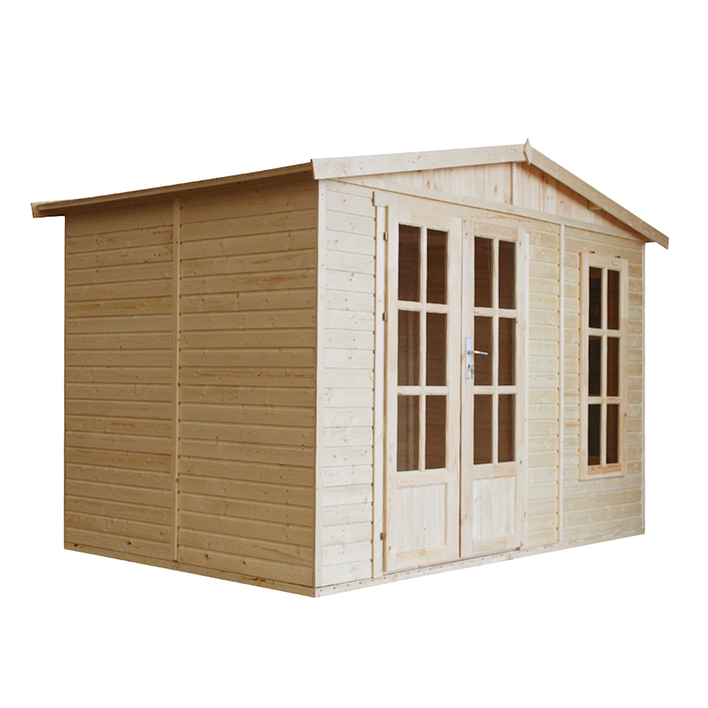 foto del prodotto casetta da giardino 6m2 con tegole bituminose m334fb h334fbgreen