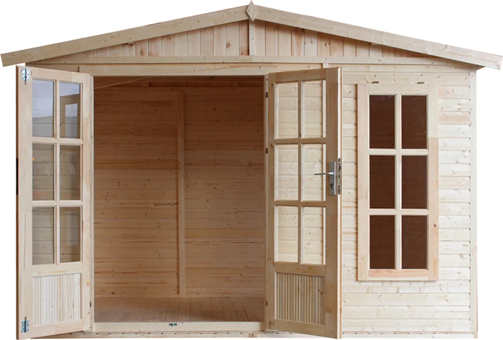 foto del prodotto casetta da giardino 6m2 con tegole bituminose timbela m334fb h334fbblack